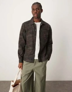 New Look Camo Shacket In Dark Green For Men -Look Espn Store 207330999 4