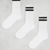 New Look 3 Pack Stripe Sport Socks In White For Men