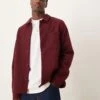 New Look Brushed Shacket In Wine Red For Men Dark Red