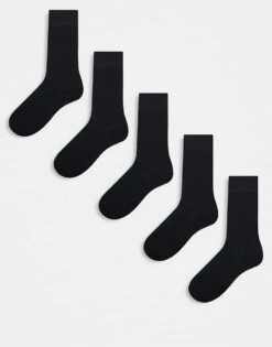 New Look 5 Pack Plain Socks In Black For Men -Look Espn Store 207331093 1 black 1