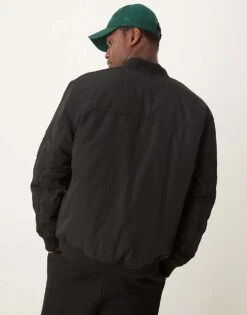 New Look Padded Bomber Jacket In Black For Men -Look Espn Store 207331185 4