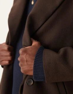 New Look Double Breasted Overcoat In Dark Brown For Men -Look Espn Store 207331215 4