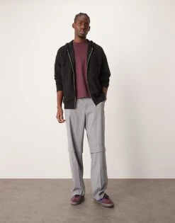 New Look Zip Through Hoodie In Black For Men -Look Espn Store 207331235 4