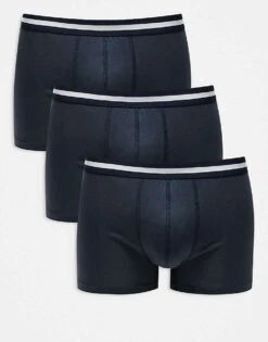 New Look 3 Pack Waist Stripe Boxers In Navy For Men -Look Espn Store 207331251 1 navy 1