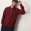 New Look 1/4 Zip Polo Sweatshirt In Burgundy For Men Dark Red
