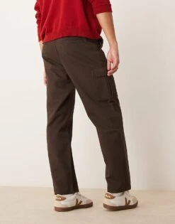 New Look Relaxed Cargo Trouser In Dark Brown For Men -Look Espn Store 207331267 3