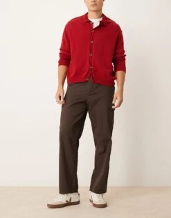 New Look Relaxed Cargo Trouser In Dark Brown For Men -Look Espn Store 207331267 5