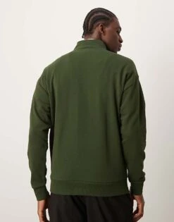 New Look 1/4 Zip Funnel Neck Sweatshirt In Dark Green For Men -Look Espn Store 207331331 4