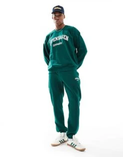 New Look Copenhagen Sweatshirt Co-ord In Dark Green