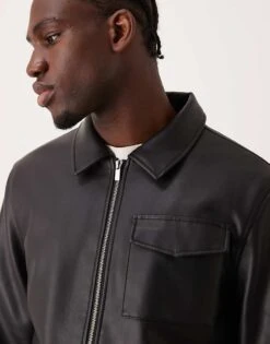 New Look Faux Leather Jacket In Black For Men 7 New Look Faux Leather Jacket In Black For Men -Look Espn Store 207469028 3