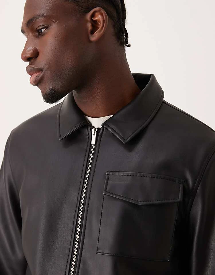 New Look Faux Leather Jacket In Black For Men 3 New Look Faux Leather Jacket In Black For Men - Image 3