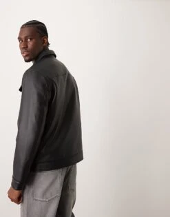 New Look Faux Leather Jacket In Black For Men 8 New Look Faux Leather Jacket In Black For Men -Look Espn Store 207469028 4