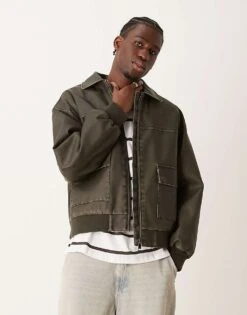 New Look Faux Leather Jacket In Washed Brown For Men -Look Espn Store 207469043 1 washedbrown 1