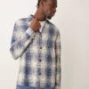 New Look Heavy Weave Check Overshirt In Vintage Blue For Men