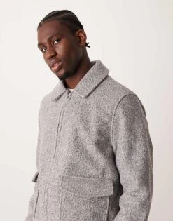 New Look Brushed Texture Jacket In Light Grey For Men -Look Espn Store 207469070 4