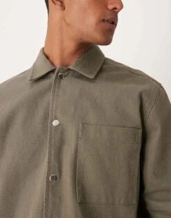 New Look Twill Overshirt In Light Khaki For Men -Look Espn Store 207469114 4