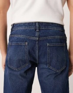 New Look Straight Fit Jeans With Upturned Hem In Indigo Blue For Men -Look Espn Store 207469129 4