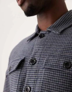 New Look Houndstooth Check Overshirt In Mid Grey For Men -Look Espn Store 207469180 3