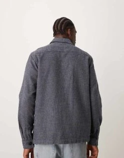 New Look Houndstooth Check Overshirt In Mid Grey For Men -Look Espn Store 207469180 4