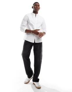 New Look Grandad Shirt In White For Men -Look Espn Store 207469188 1 white 1