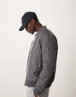 New Look Padded Bomber Jacket In Dark Grey For Men -Look Espn Store 207469254 1 darkgrey 1