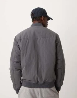 New Look Padded Bomber Jacket In Dark Grey For Men -Look Espn Store 207469254 4