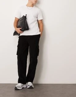 New Look Cord Cargo Trousers In Black For Men -Look Espn Store 207469343 1 black 1