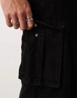 New Look Cord Cargo Trousers In Black For Men -Look Espn Store 207469343 3