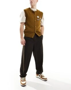 New Look Pleated Smart Trouser In Dark Brown For Men