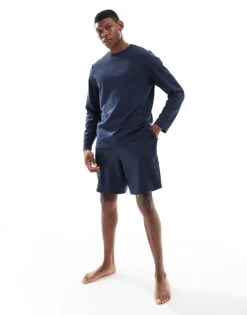 New Look Loungewear Waffle Set In Navy
