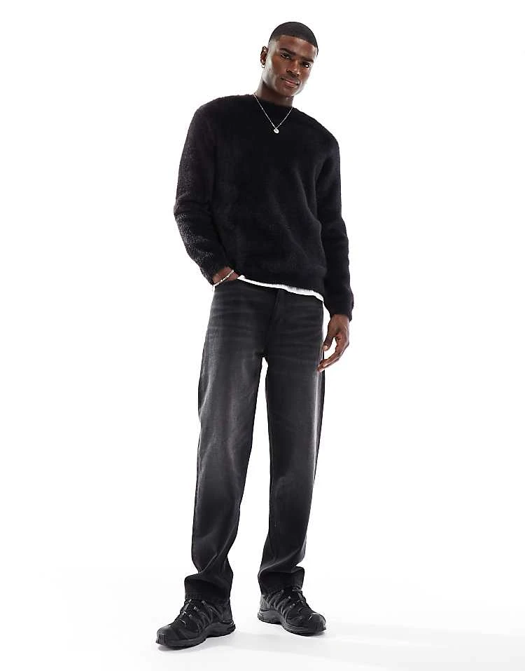 New Look Fluffy Knit Jumper In Black For Men 2 New Look Fluffy Knit Jumper In Black For Men - Image 2