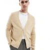 New Look Boucle Cardigan In Oatmeal For Men