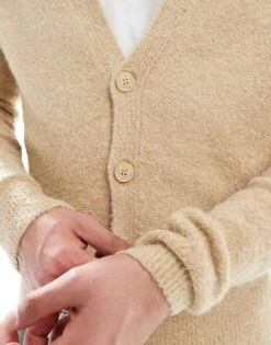 New Look Boucle Cardigan In Oatmeal For Men -Look Espn Store 207689766 3