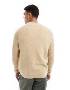 New Look Boucle Cardigan In Oatmeal For Men -Look Espn Store 207689766 4