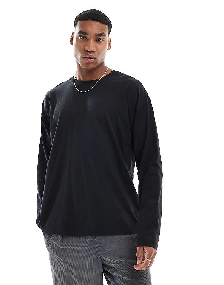 New Look Long Sleeve Oversized T-shirt In Black For Men 1 New Look Long Sleeve Oversized T-shirt In Black For Men
