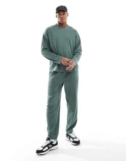 New Look Long Sleeve Waffle Co-ord In Khaki - KHAKI