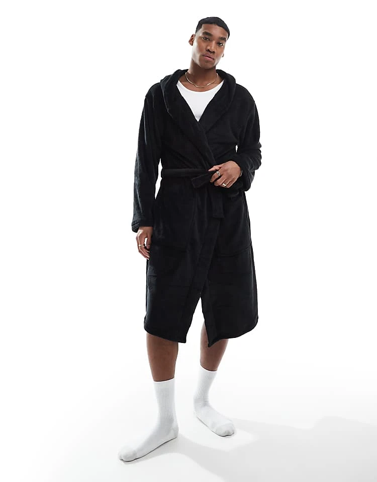New Look Dressing Gown In Black For Men 5 New Look Dressing Gown In Black For Men - Image 5
