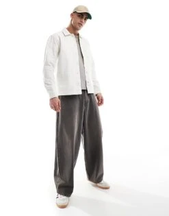 New Look Twill Shacket In Off White For Men -Look Espn Store 208006823 3