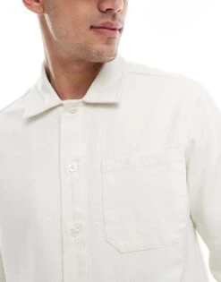New Look Twill Shacket In Off White For Men -Look Espn Store 208006823 4