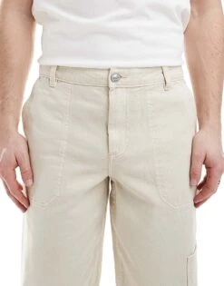 New Look Carpenter Jeans In Ecru For Men Off White -Look Espn Store 208008601 5