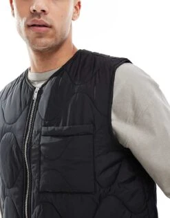 New Look Quilted Gilet In Black For Men -Look Espn Store 208063858 3