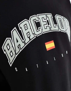 New Look Oversized Barcelona Sweatshirt In Black For Men -Look Espn Store 208221779 4
