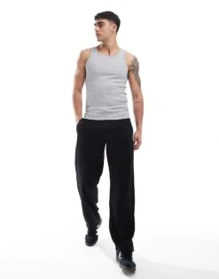 New Look Muscle Fit Ribbed Vest In Grey Marl For Men -Look Espn Store 208243460 3