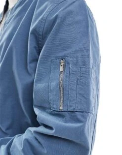 New Look Canvas Bomber Jacket In Blue For Men Mid Blue -Look Espn Store 208243482 3