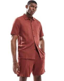 New Look Linen-blend Co-ord In Rust - BROWN -Look Espn Store 208243552 1 henna