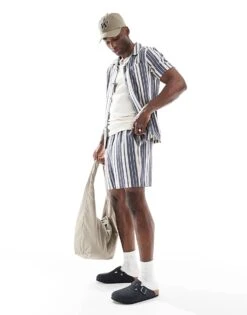 New Look Linen-blend Stripe Co-ord In Navy - NAVY -Look Espn Store 208294907 1 navy