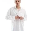 New Look Long Sleeved Oversized Shirt In White For Men