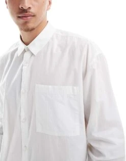 New Look Long Sleeved Oversized Shirt In White For Men -Look Espn Store 208304289 3