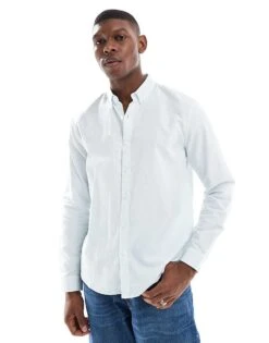 New Look Long Sleeve Stripe Shirt In Light Blue For Men Black -Look Espn Store 208324756 1 black 1