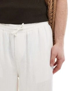 New Look Linen Blend Wide Trouser In Off White For Men Stone 9 New Look Linen Blend Wide Trouser In Off White For Men Stone -Look Espn Store 208353095 4